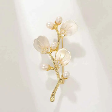 Luxury Mother-of-Pearl Shell Branch Brooch with Freshwater Pearls