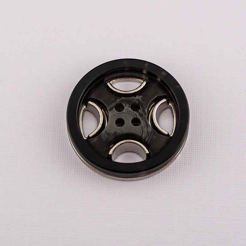 Black/Beige/Brown Round 4-Hole Resin-Metal Coat Buttons 30 Pack