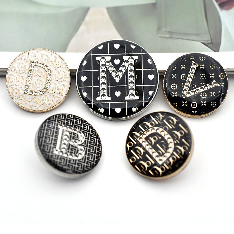 18/23mm Černé Kulaté BDMV Dopisové Kamínkové Kovové Knoflíky 12ks