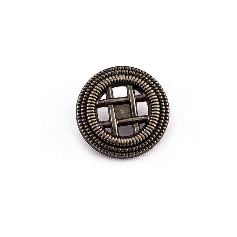 Round Woven Antique Gold Silver Matte Metal Shank Buttons 40-Pack