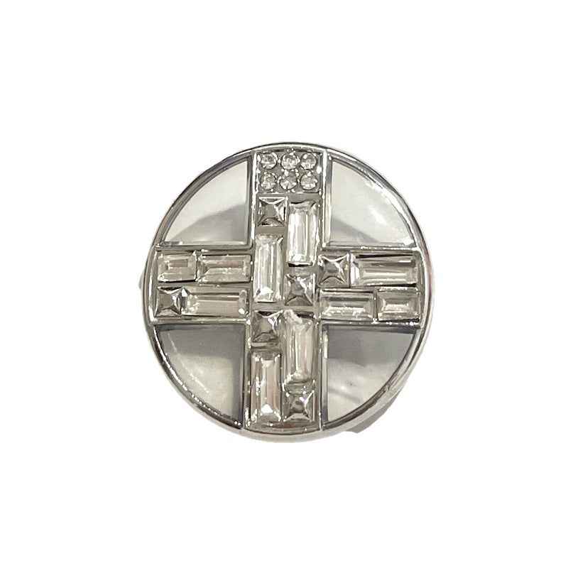 Silver Transparent Cross Crystal Rhinestone Metal Shank Buttons 48pcs