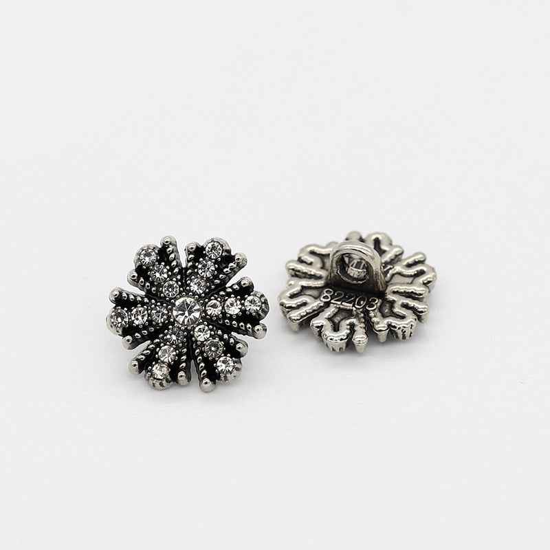 12mm Snowflake Rhinestone Metal Shank Buttons  for Women's Blouses 50PCS