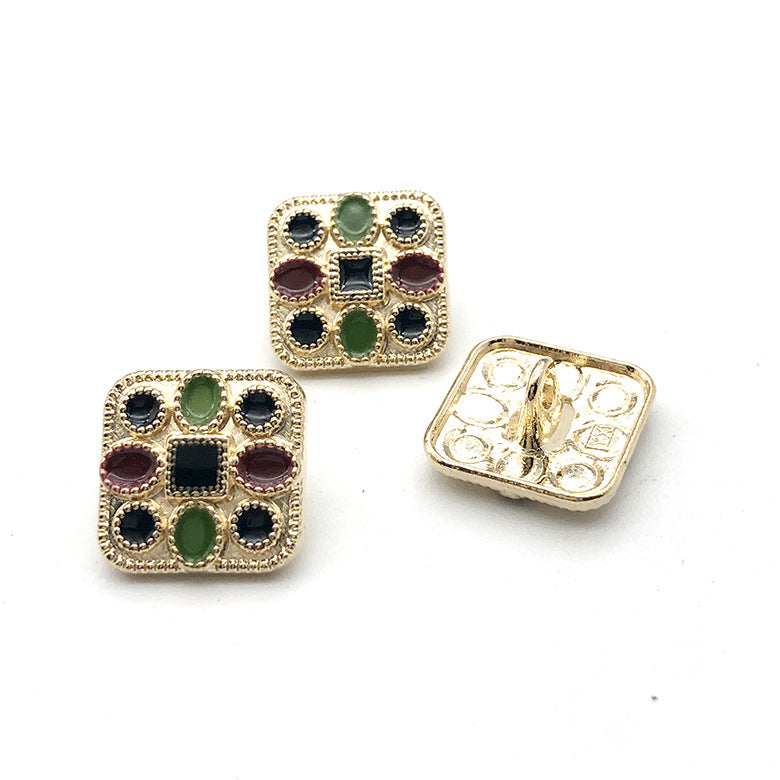 Butoane rotunde și pătrate din metal auriu de 18mm, set de 10 bucăți