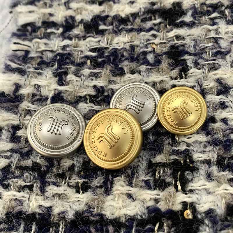 Vintage Frosted Gold & Frosted Silver Round Metal Shank Buttons 48PCS