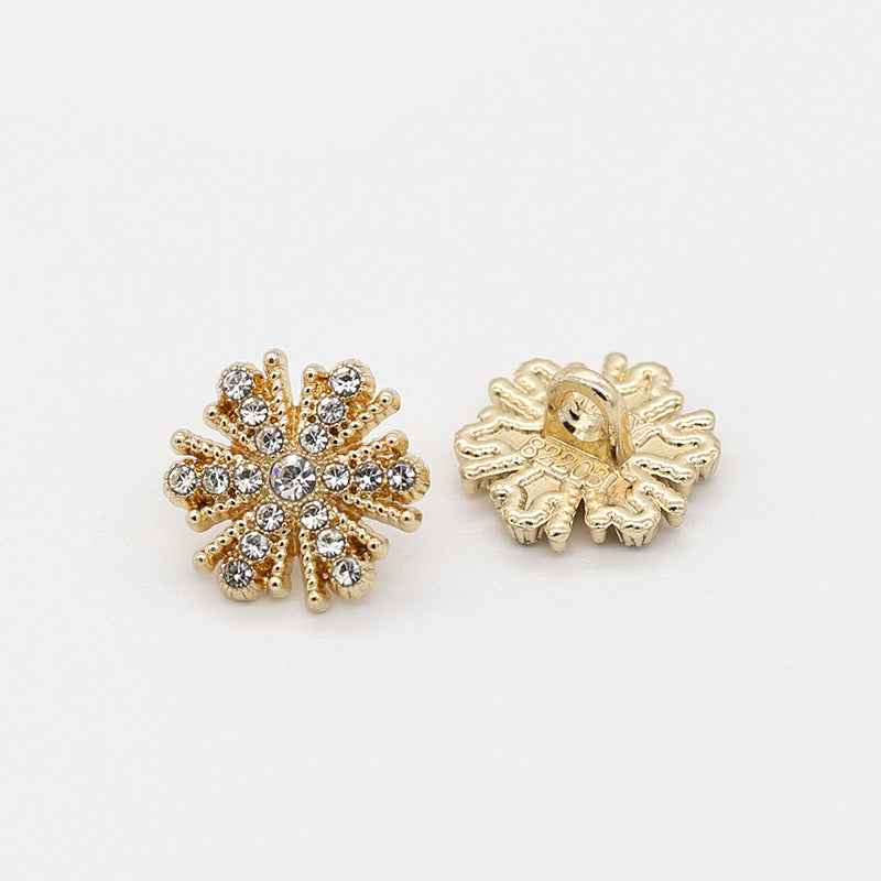 12mm Snowflake Rhinestone Metal Shank Buttons  for Women's Blouses 50PCS