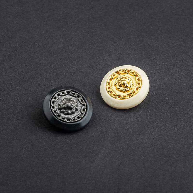 Round Lion Resin-Metal Combo Buttons 40pcs for Outerwear Sweaters