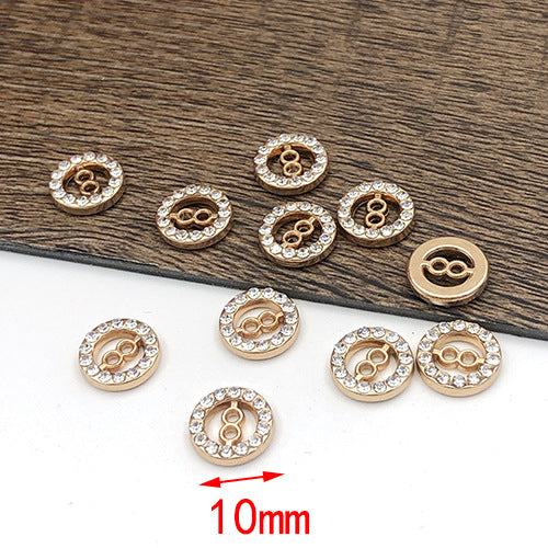 10mm Zlaté Kulaté Duté Číslo 8 Vzor Košile Dekorační Knoflíky 20ks