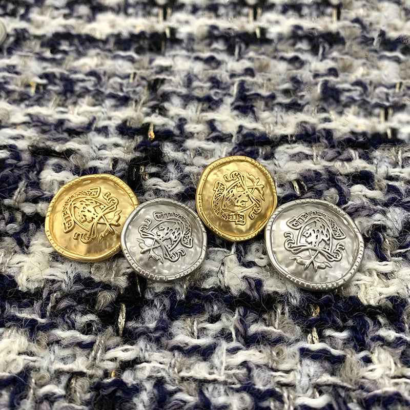 Vintage Irregular Metal Shank Buttons - British Style Badge 48pcs