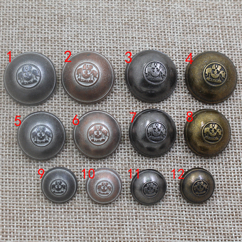 15/20/23mm Vintage bronzové cínové kulaté knoflíky s dříkem 96 kusů