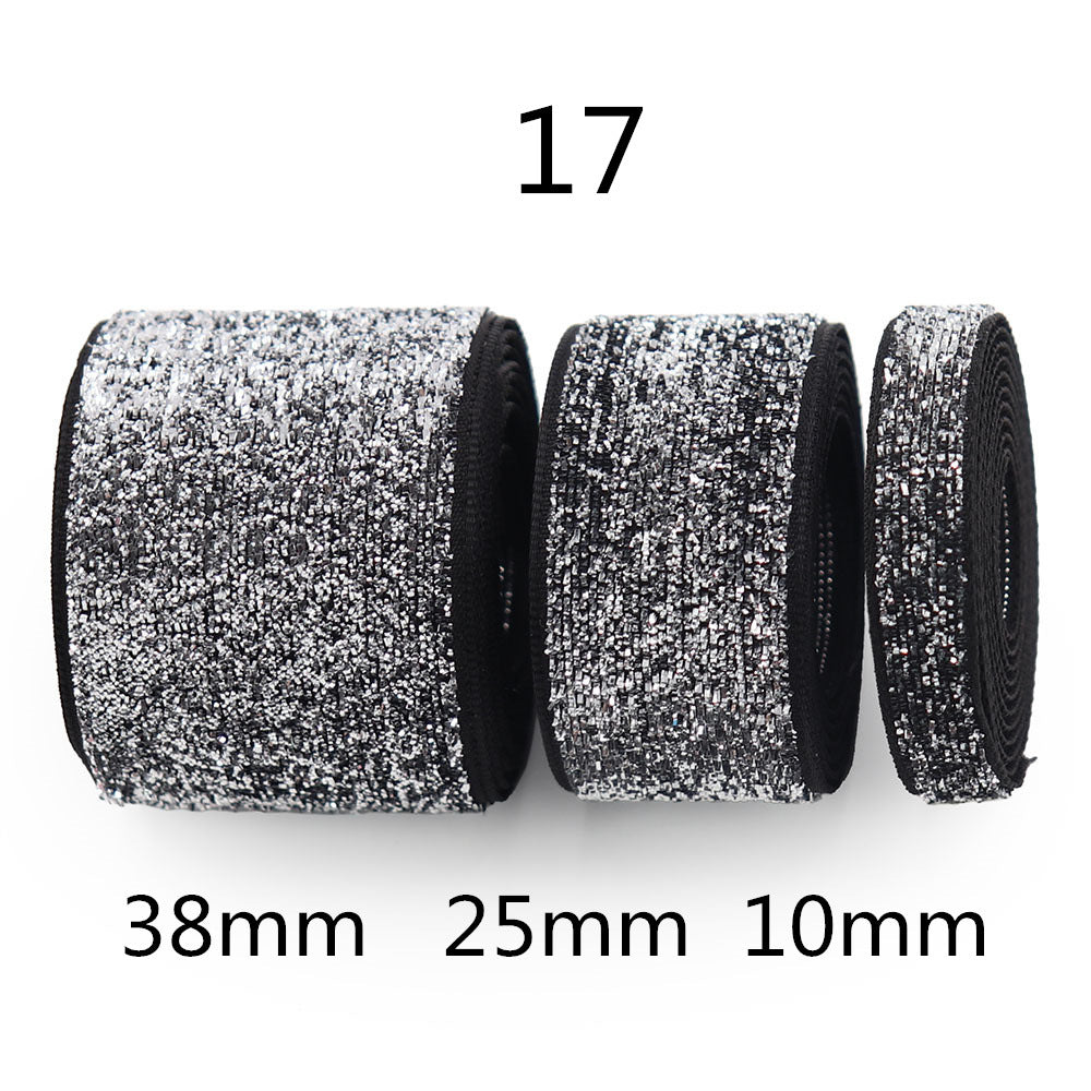 10/25/38mm Gradient Chenille Bånd med Glimmer 3 Størrelses Pakke