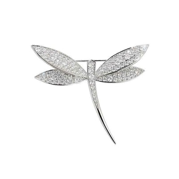 Silver-Tone Dragonfly Brooch – Fully Adorned with Sparkling Zircon Stones