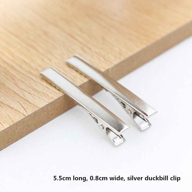 50pcs Silver Prong Alligator Hair Clips DIY Hair Jewelry Craft 55mm