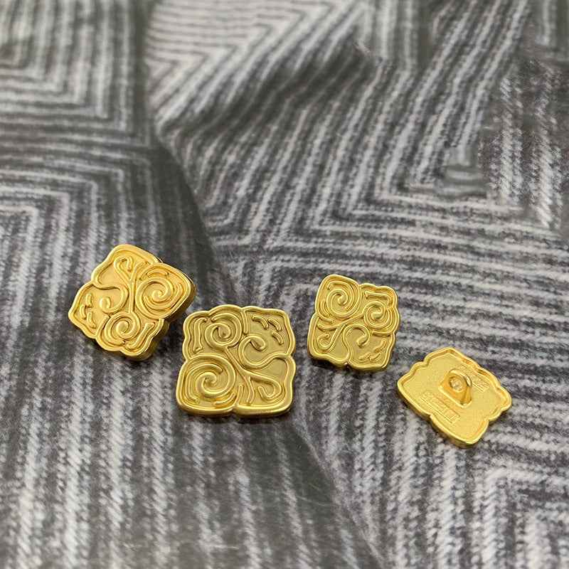 Frosted Gold/Silver Chinese Square Metal Buttons - 19mm/22.5mm 50 Pack