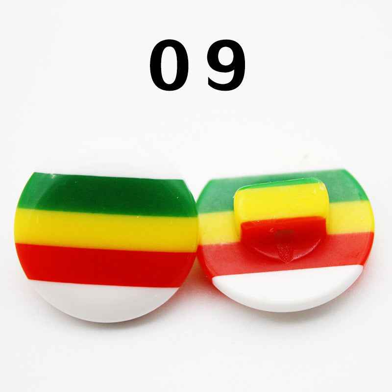14mm Rainbow Round Shank Striped Resin Buttons for Shirts 50pcs