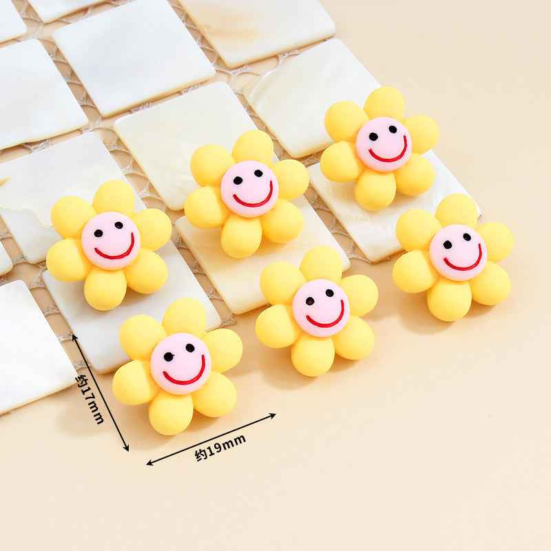 19mm Smiley Flower Plastic Buttons Metal Shank for Baby Clothes 30pcs