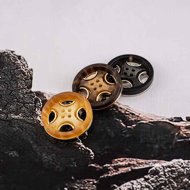 Black/Beige/Brown Round 4-Hole Resin-Metal Coat Buttons 30 Pack