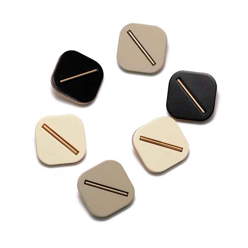 Black/Beige/Tan Square Resin Shank Buttons with Metal Base 30 Pack