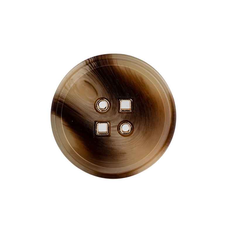 Black/Beige/Brown Round Resin Buttons with 4 Metal Holes 40-Pack