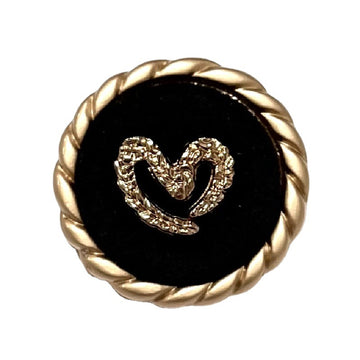 25mm Bottoni in Metallo con Motivo a Cuore Foderato Nero da Cucire 10pz