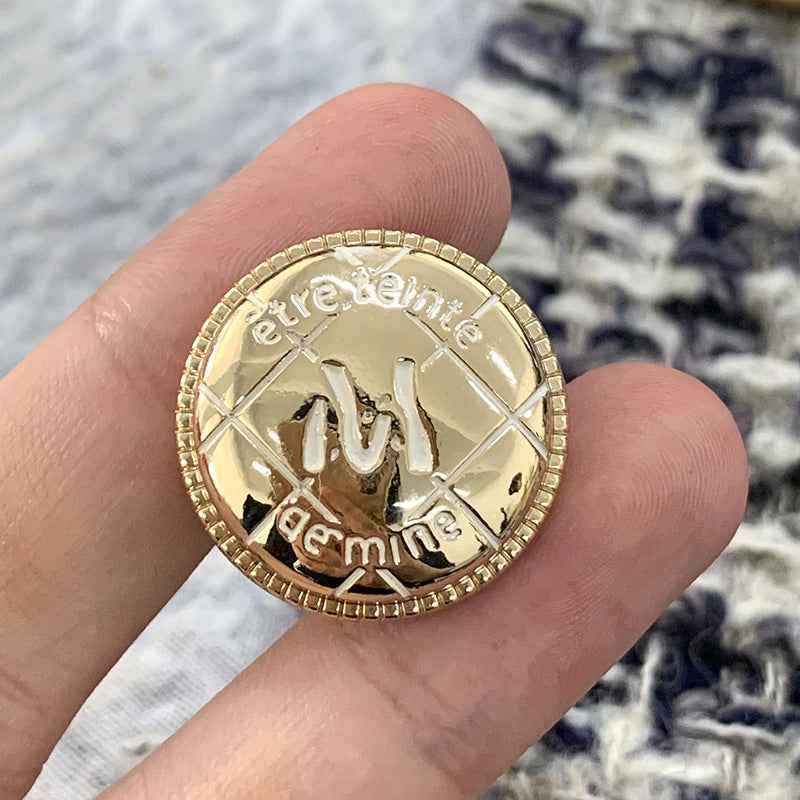 M-Letter Circle Metal Hand-Sewn Buttons 48pcs (15mm/18mm/21mm/23mm)