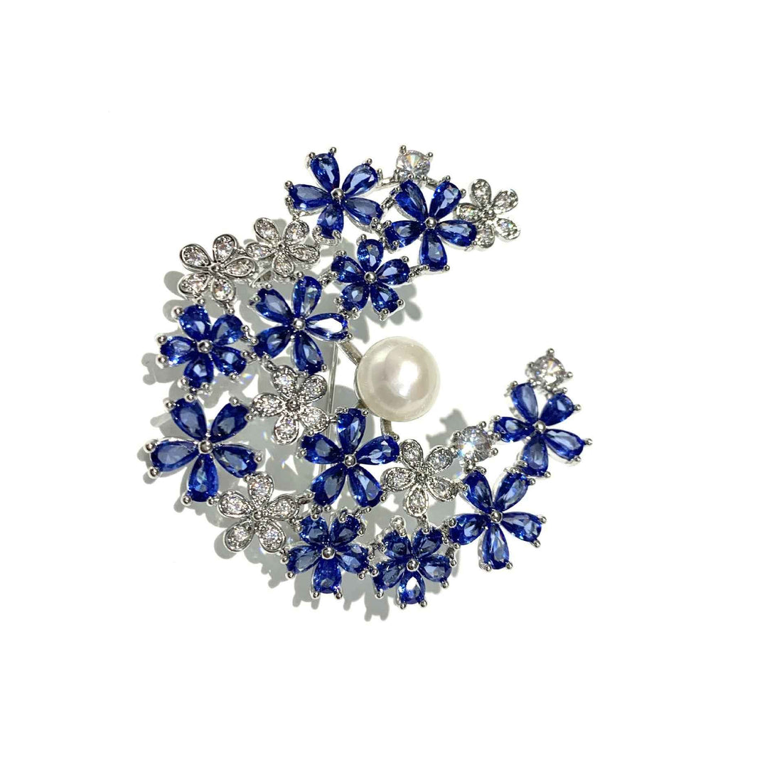 Copper Zircon & Freshwater Pearl Floral Wreath Brooch
