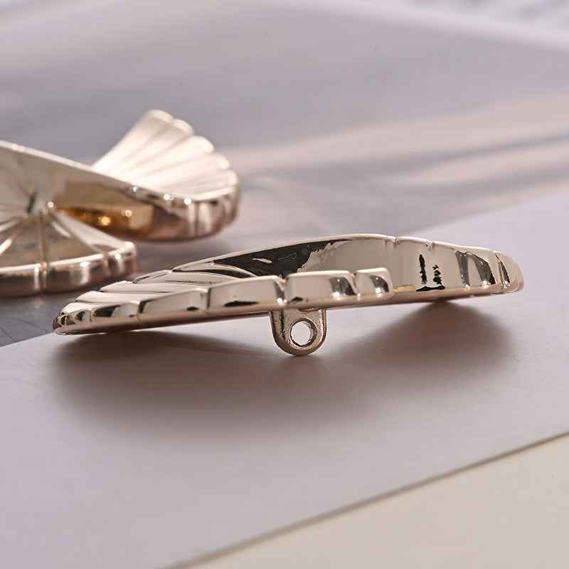 Gold & Silver Premium Geometric Fan-Shaped Folded Metal Buttons 20pcs