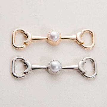 72mm Gold Silver Metal Chain with Pearl Decorative Shoe Buckle 20 Pack