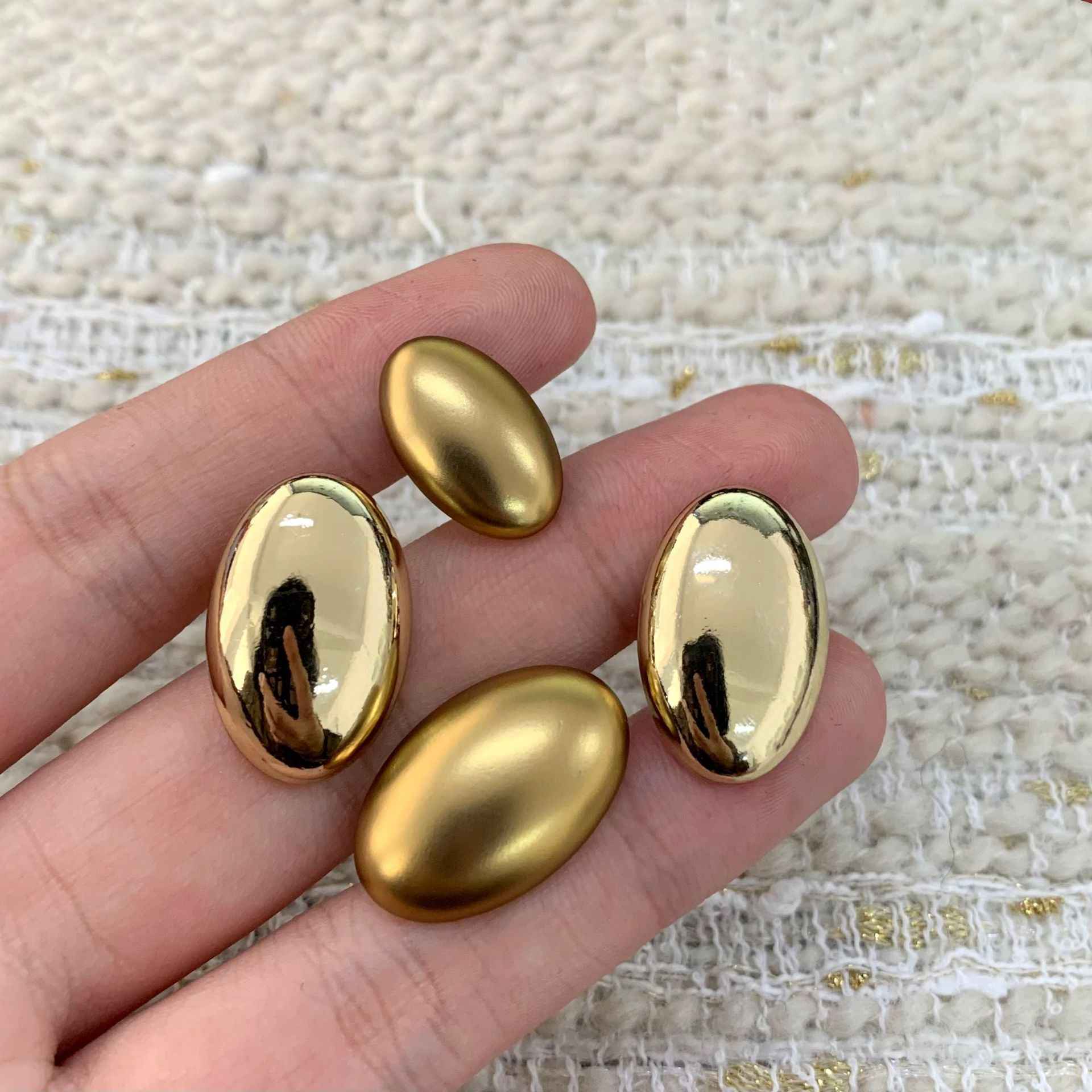 Oval Smooth Gold Alloy Shank Buttons for Sweaters 48 Pack