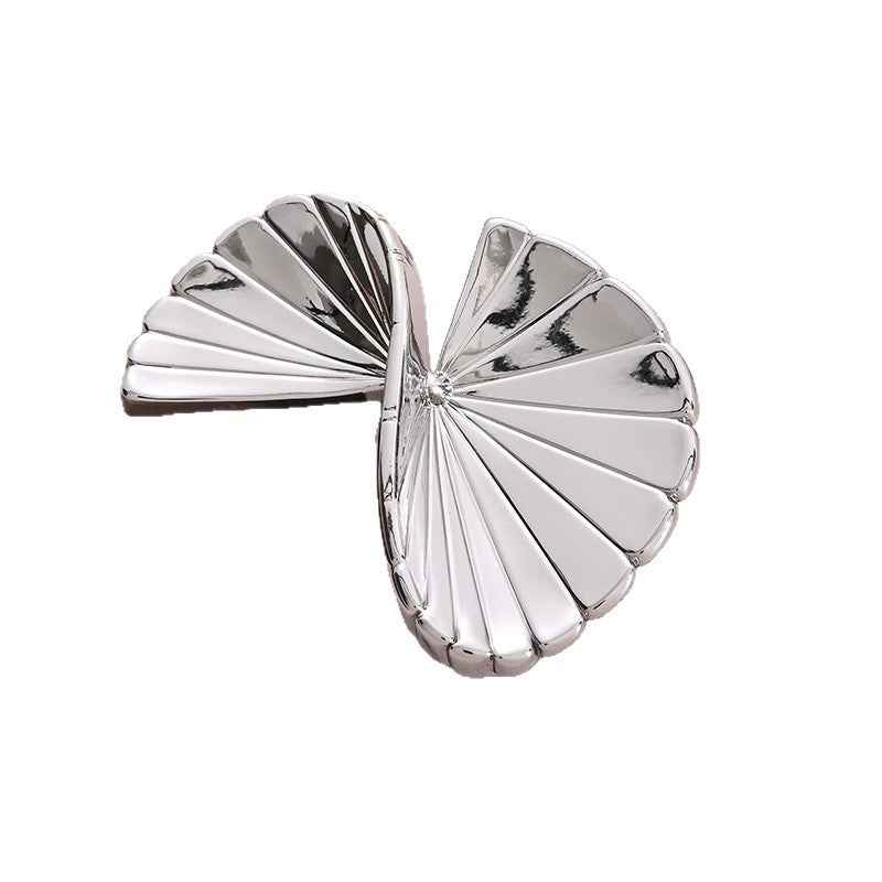 Gold & Silver Premium Geometric Fan-Shaped Folded Metal Buttons 20pcs