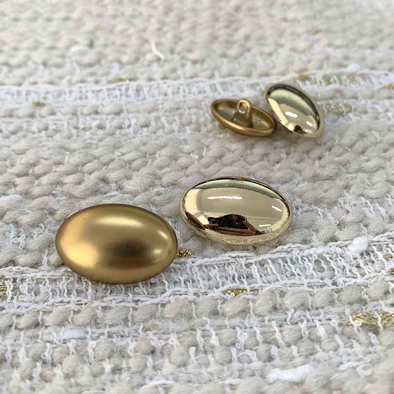 Oval Smooth Gold Alloy Shank Buttons for Sweaters 48 Pack
