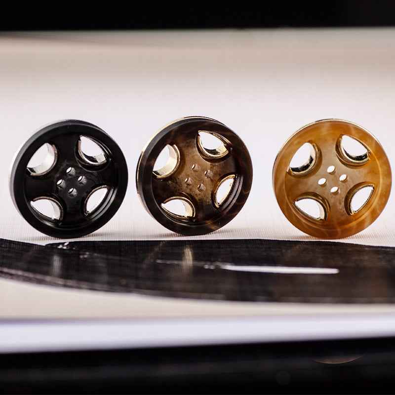 Black/Beige/Brown Round 4-Hole Resin-Metal Coat Buttons 30 Pack