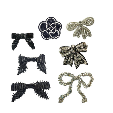 Liten Båge Kamelia DIY Skor Broderad Tygmärke 7 Pack
