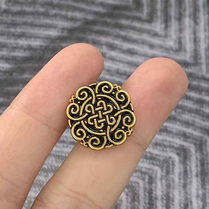 Frosted Gold/Silver Chinese Knot Motif Metal Buttons 50 Pack