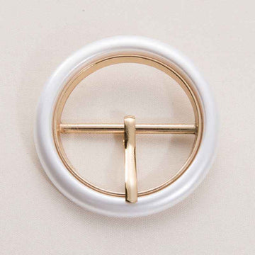 50mm Pearl White Resin Metal Round Adjustable Belt Buckle 20pcs