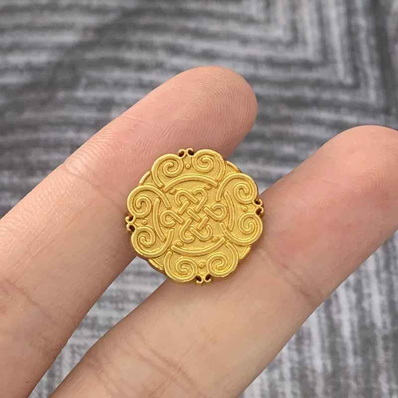 Frosted Gold/Silver Chinese Knot Motif Metal Buttons 50 Pack
