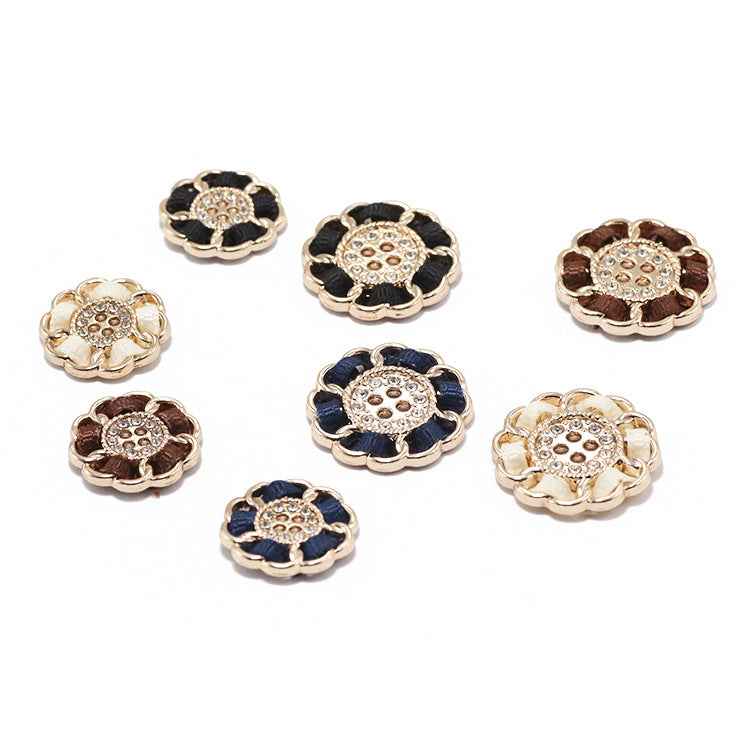Gold 4-Hole Floral Metal Cord Buttons Decorative Sewing Buttons 20pcs