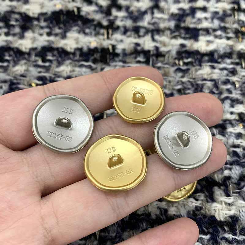 Vintage Irregular Metal Shank Buttons - British Style Badge 48pcs
