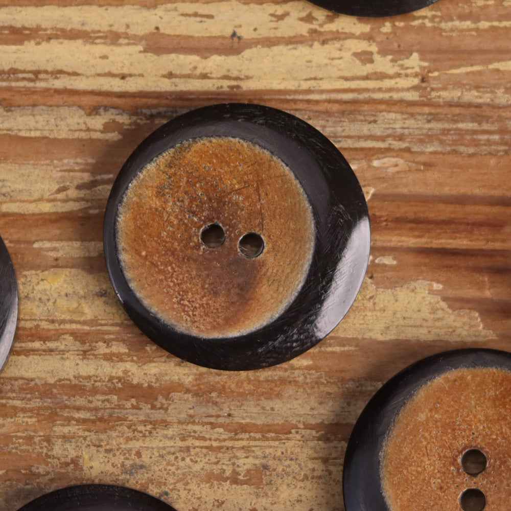 25mm Round 2-Hole Mustard Yellow Hand-Carved Floral Horn Buttons 10 Pack