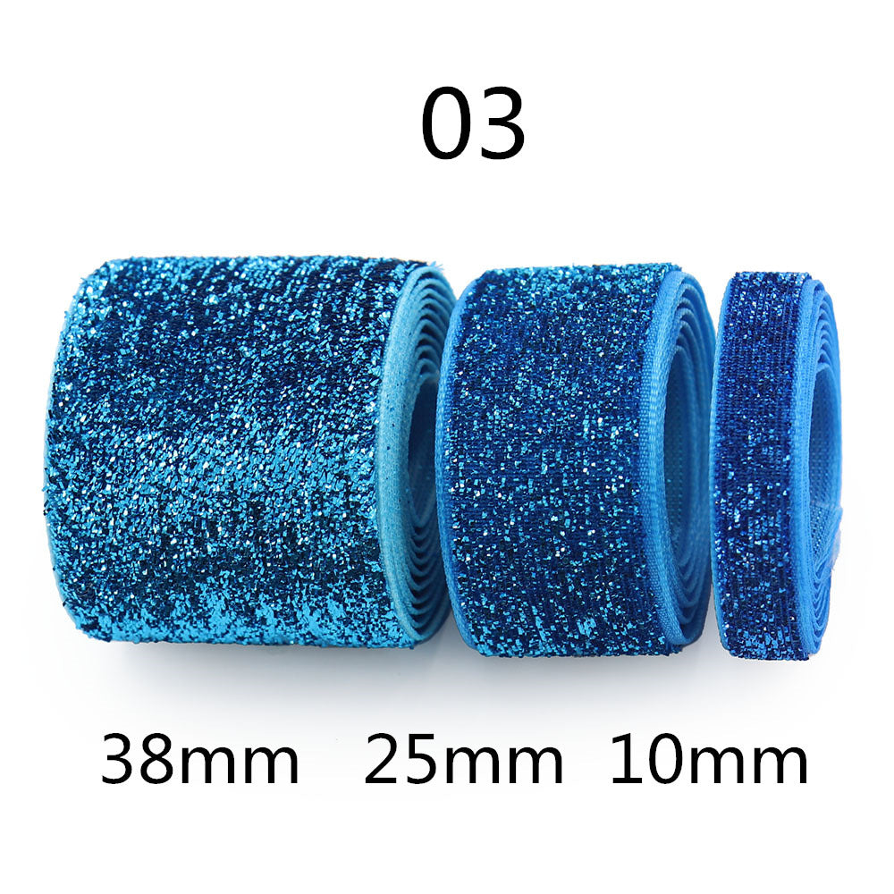 10/25/38mm Gradient Chenille Bånd med Glimmer 3 Størrelses Pakke