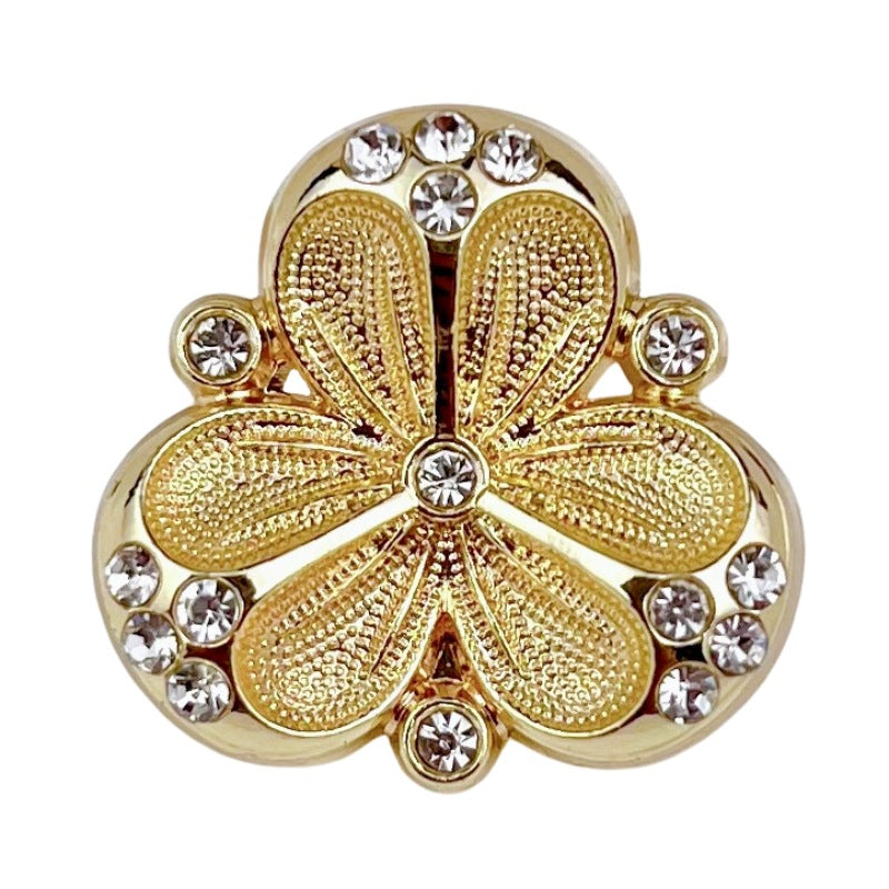 Butoane metalice cu tija, floare cu trei petale, diamant de lux, 10 bucăți