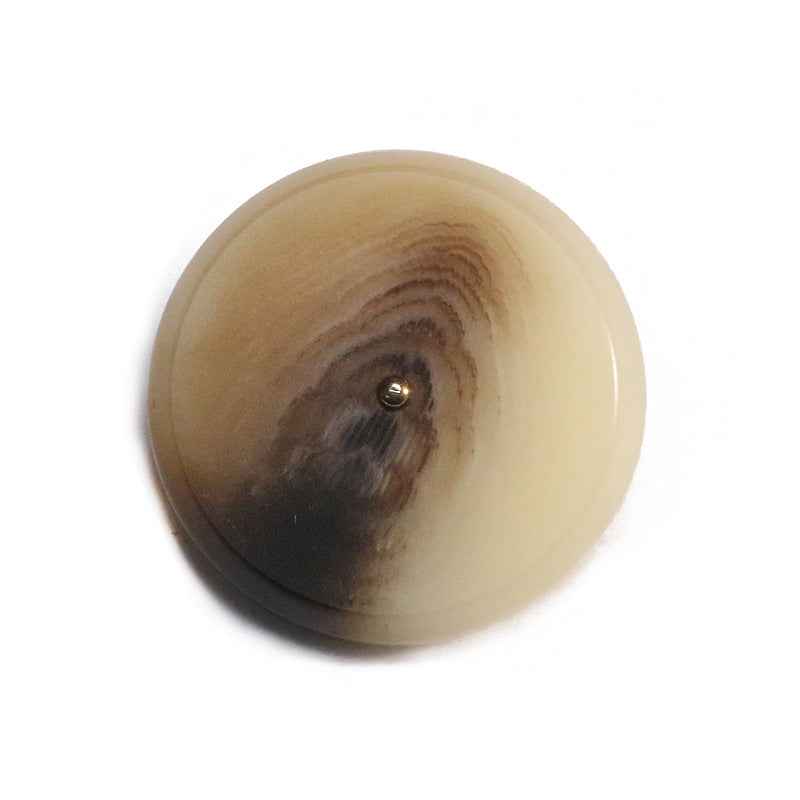 Round Flat Khaki/Black Resin Buttons with Alloy Shank - 50pcs