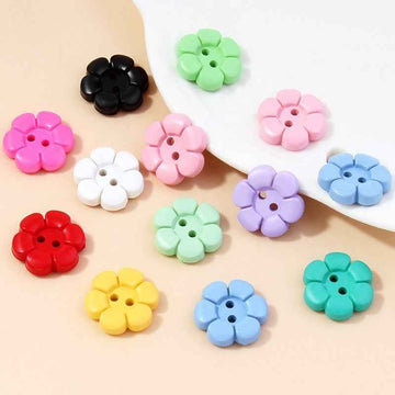 Colorful Cartoon Flower 2-Hole Plastic Buttons for Baby Clothes 55pcs