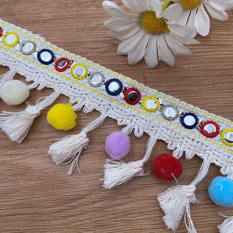 8CM Ethnic Embroidered Jacquard Trim Colorful Bohemian DIY 10 Yards