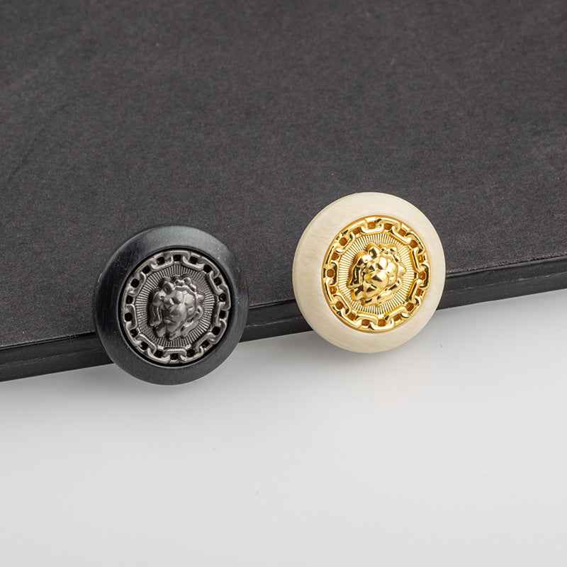 Round Lion Resin-Metal Combo Buttons 40pcs for Outerwear Sweaters