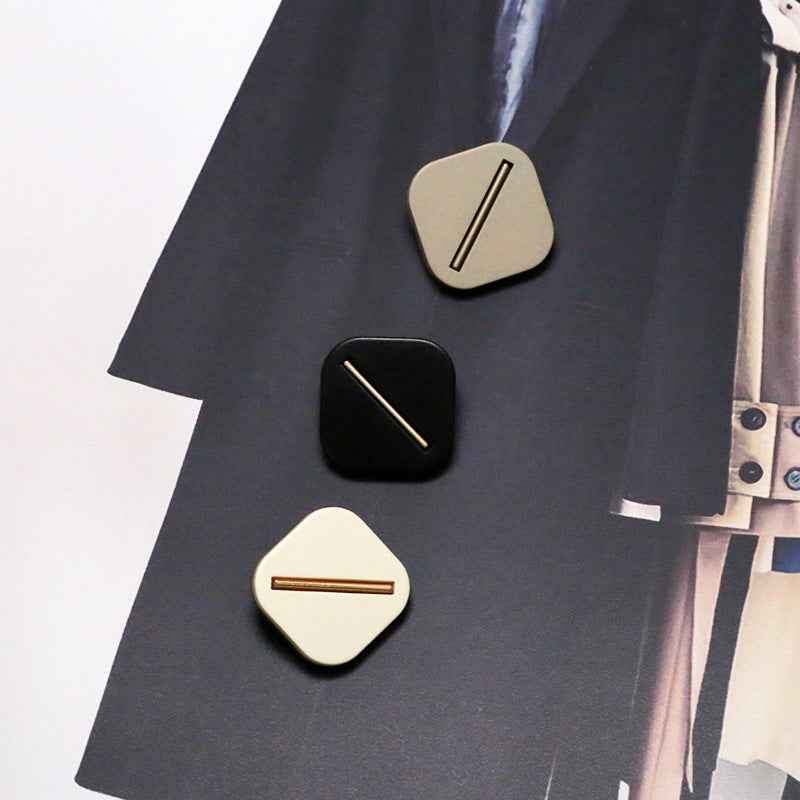 Black/Beige/Tan Square Resin Shank Buttons with Metal Base 30 Pack