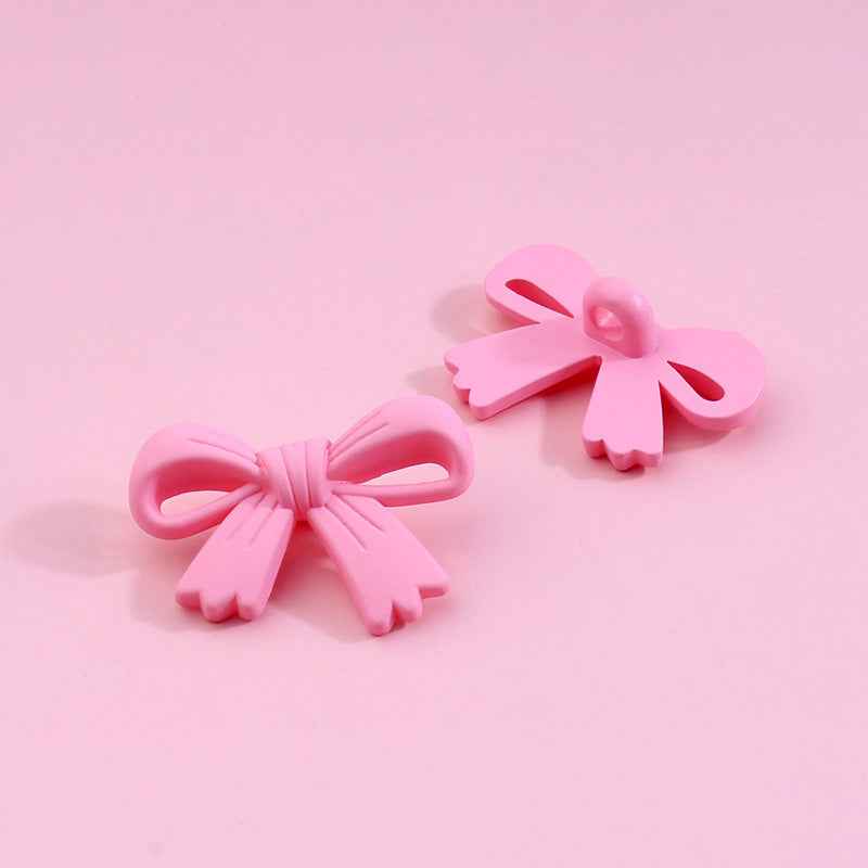 28mm Colorful Bow Shaped Plastic Shank Buttons for Kids' Clothes 90pcs