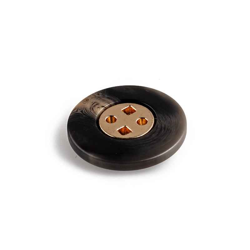 Black/Beige/Brown Round Resin Buttons with 4 Metal Holes 40-Pack