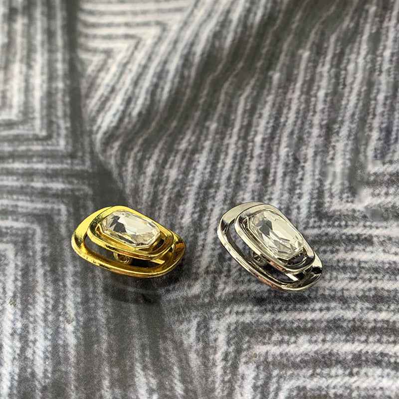 Luxury Gemstone Gold/Silver Alloy Shank Buttons for Women's Coats 50 Pack