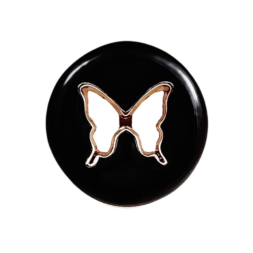 Buton metalic negru și alb cu fluture decupat 18/23mm, 10 bucăți