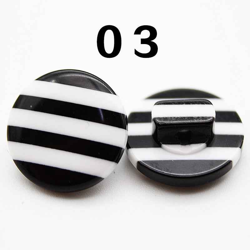 14mm Rainbow Round Shank Striped Resin Buttons for Shirts 50pcs
